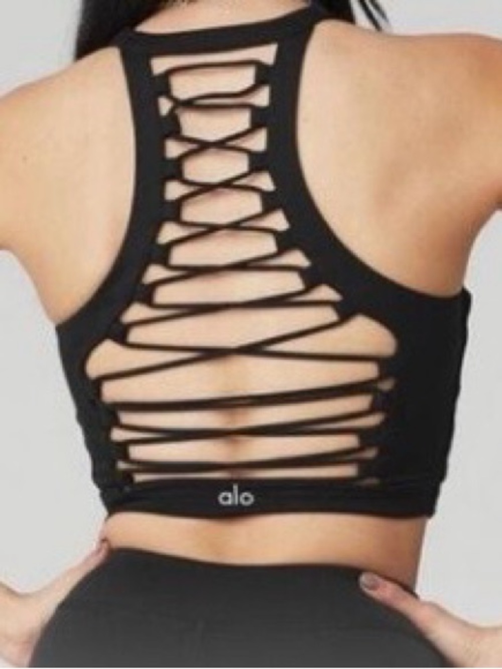 Alo yoga Black Lace-Back Crop Tank Top - Women